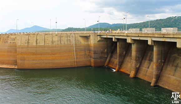 low water at Volta Dam in Ghana