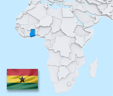 Ghana map and flag