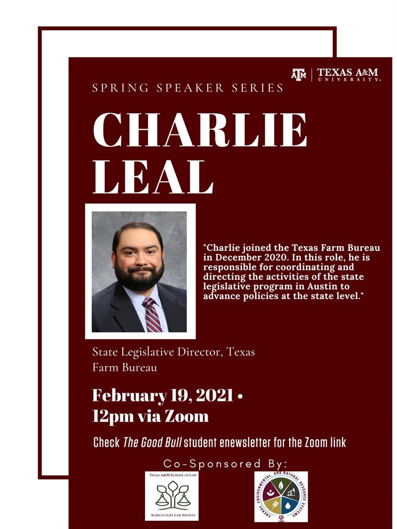 Charlie Leal speaker series flyer