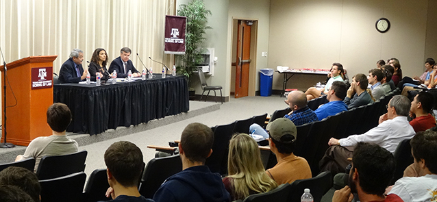 Texas A&M Law panelists Hisham Kassem, Sahar Aziz and F. Gregory Gause present What Happened to the Arab Spring