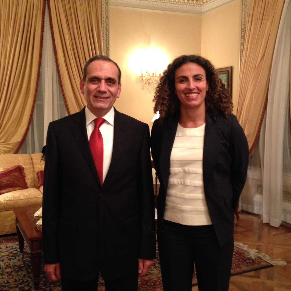 Texas A&M University School of Law Professor Sahar Aziz with Egyptian Ambassador Mohamed M. Tawfik