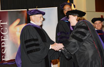 Texas A&M Law School Dec 2014 Graduation - grad with Judge Joe Spurlock