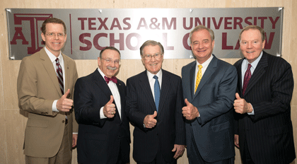 New Texas A&M University School of Law sign